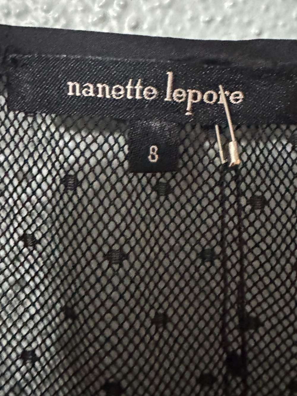NWT Nanette Lepore Thunderbolt Top Black Mesh Ruffle Blouse Size 8 - Picture 3 of 6